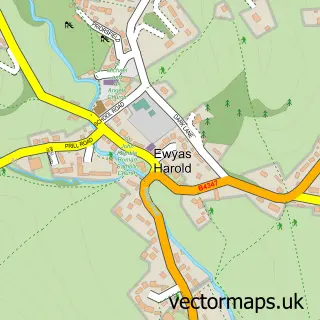Street map sample of Ewyas Harold, Herefordshire