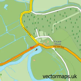 Street map sample of Exceat, East Sussex