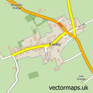Street map sample of Exelby, North Yorkshire