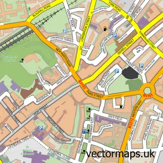 Street map sample of Exeter, Devon