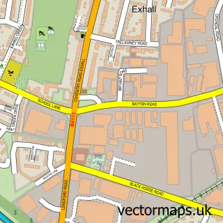 Street map sample of Exhall, Warwickshire