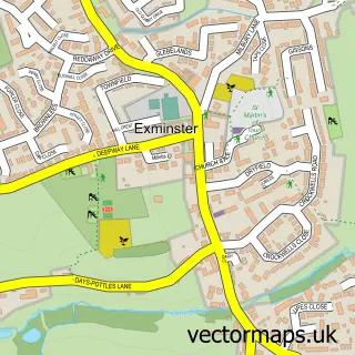 Street map sample of Exminster, Devon