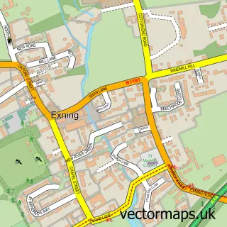 Street map sample of Exning, Suffolk