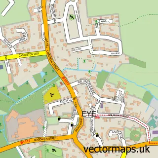 Street map sample of Eye, Suffolk