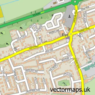 Street map sample of Eye, Cambridgeshire