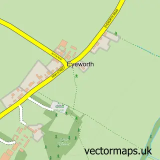 Street map sample of Eyeworth, Bedfordshire