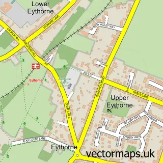 Street map sample of Eythorne, Kent