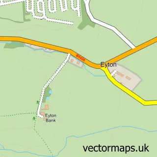 Street map sample of Eyton, Clwyd