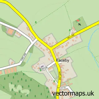 Street map sample of Faceby, North Yorkshire