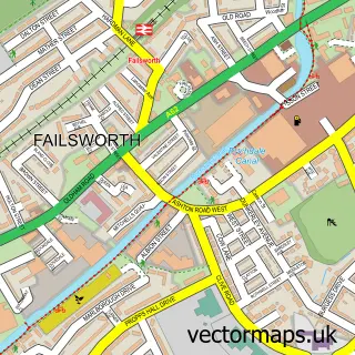 Street map sample of Failsworth, Greater Manchester