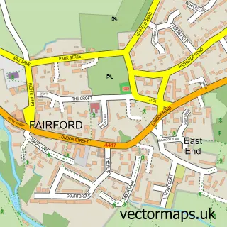 Street map sample of Fairford, Gloucestershire