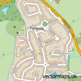 Street map sample of Fairlands, Surrey