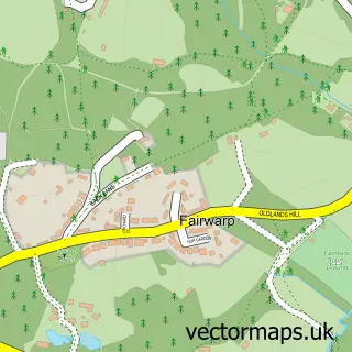 Street map sample of Fairwarp, East Sussex