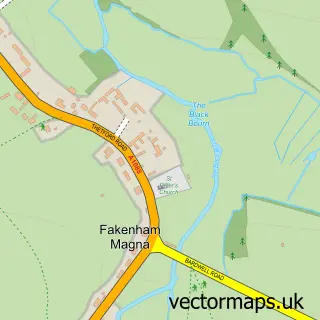 Street map sample of Fakenham Magna, Suffolk
