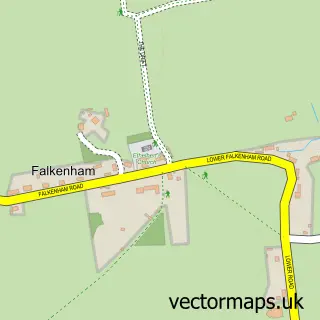 Street map sample of Falkenham, Suffolk