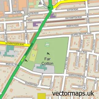 Street map sample of Far Cotton, Northamptonshire