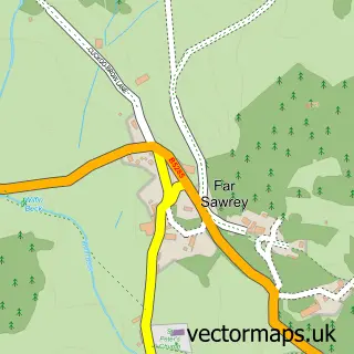 Street map sample of Far Sawrey, Cumbria