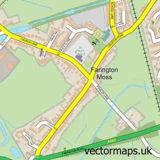 Street map sample of Farington Moss, Lancashire