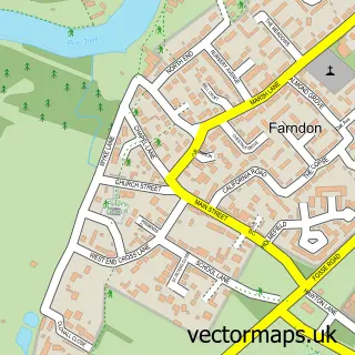 Street map sample of Farndon, Nottinghamshire
