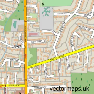 Street map sample of Farnham Common, Buckinghamshire