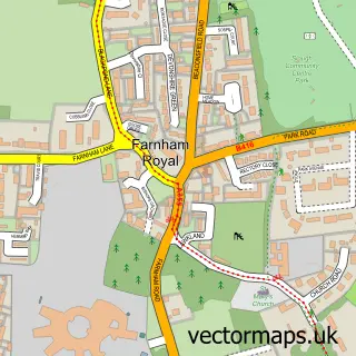 Street map sample of Farnham Royal, Buckinghamshire