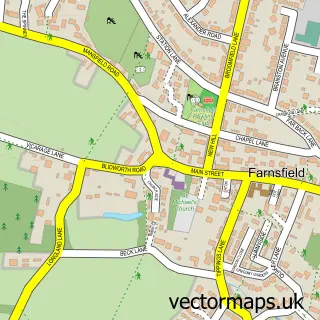 Street map sample of Farnsfield, Nottinghamshire