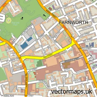 Street map sample of Farnworth, Greater Manchester