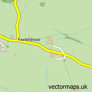 Street map sample of Fawfieldhead, Staffordshire