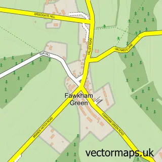 Street map sample of Fawkham Green, Kent