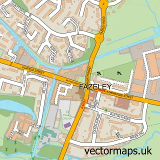 Street map sample of Fazeley, Staffordshire