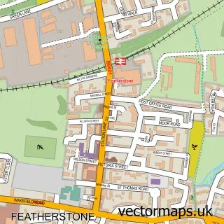 Street map sample of Featherstone, West Yorkshire