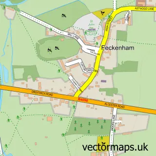 Street map sample of Feckenham, Worcestershire