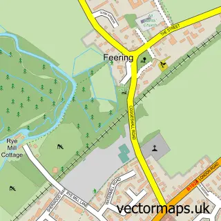 Street map sample of Feering, Essex