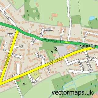 Street map sample of Felbridge, Surrey