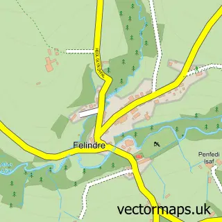 Street map sample of Felindre, West Glamorgan