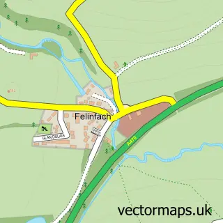 Street map sample of Felinfach, Powys