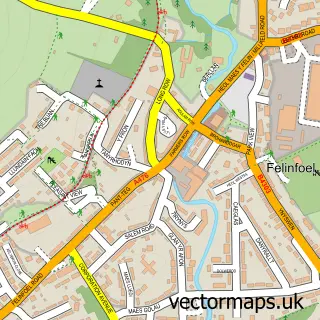 Street map sample of Felinfoel, Dyfed