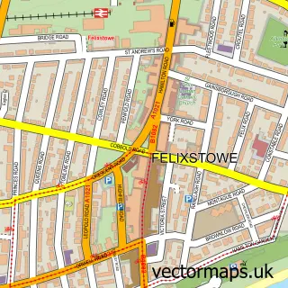 Street map sample of Felixstowe, Suffolk