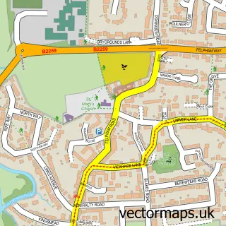 Street map sample of Felpham, West Sussex