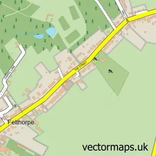 Street map sample of Felthorpe, Norfolk