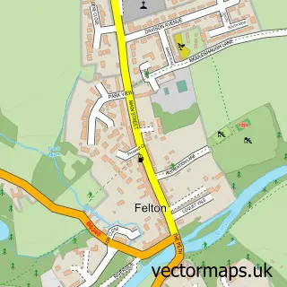 Street map sample of Felton, Northumberland