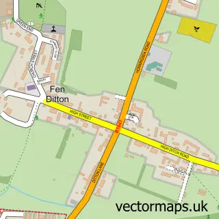 Street map sample of Fen Ditton, Cambridgeshire