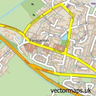 Street map sample of Fenstanton, Cambridgeshire
