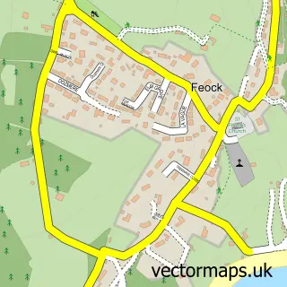 Street map sample of Feock, Cornwall