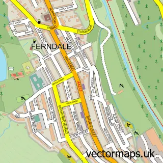 Street map sample of Ferndale, Mid Glamorgan