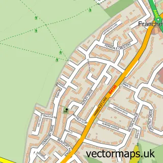 Street map sample of Ferndale, Worcestershire