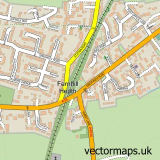 Street map sample of Fernhill Heath, Worcestershire
