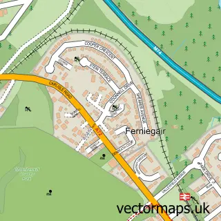Street map sample of Ferniegair, Lanarkshire