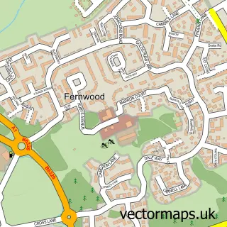 Street map sample of Fernwood, Nottinghamshire