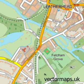 Street map sample of Fetcham Grove, Surrey